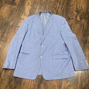 Saddlebred Blue Cotton Blazer 44R Excellent 100% Cotton Lined Summer